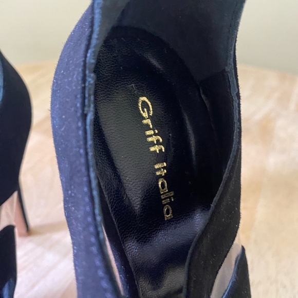 Griff Italia black suede stilettos with buckle ankle strap. Size 9 - 9.5. - Picture 6 of 8